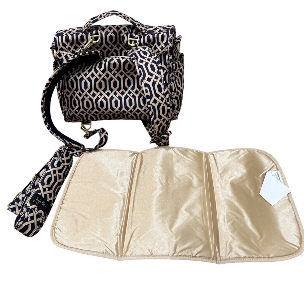Jujube‎ BFF Diaper Bag Duchess Navy Cream Geometric Backpack Messenger Bag